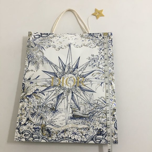 Dior 2022 Holiday Nautical Toile Gift Bag 17x14x6.5" w/Gold Star Charm RARE!! - Picture 14 of 16